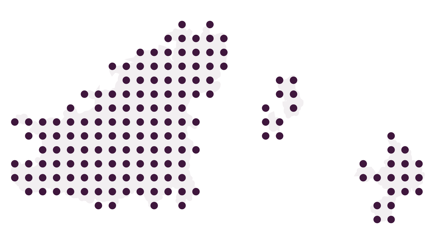 Stylized map of The States of Guernsey with a dotted pattern design.